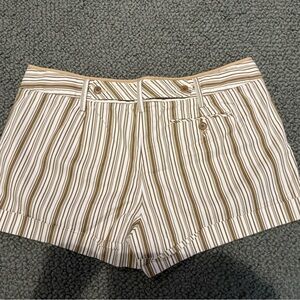 BCBGMaxAzria Beige and White Striped Shorts 12